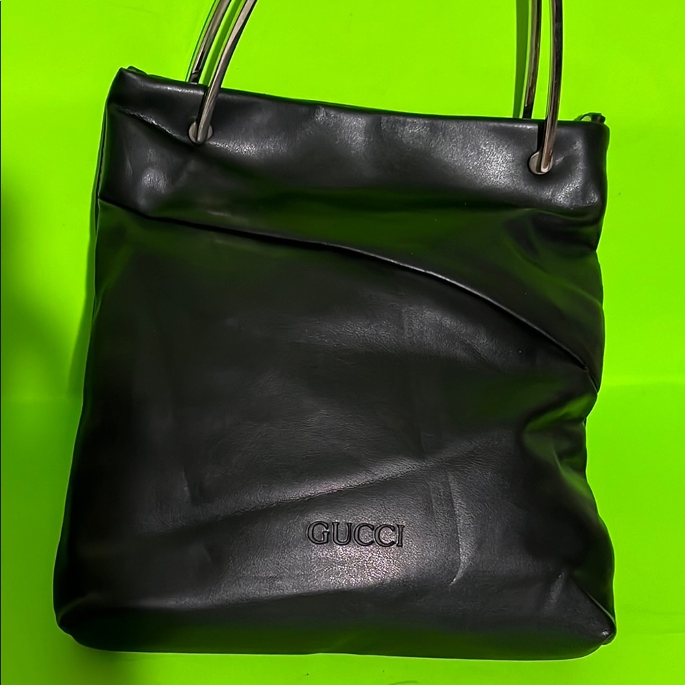 Gucci Black Leather Tote with Silver Handles - Picture 1 of 12